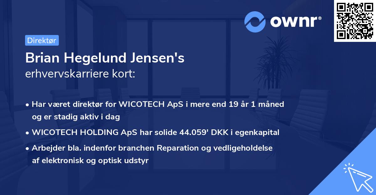 Brian Hegelund Jensen's erhvervskarriere kort