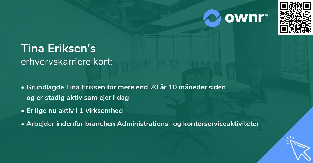 Tina Eriksen's erhvervskarriere kort