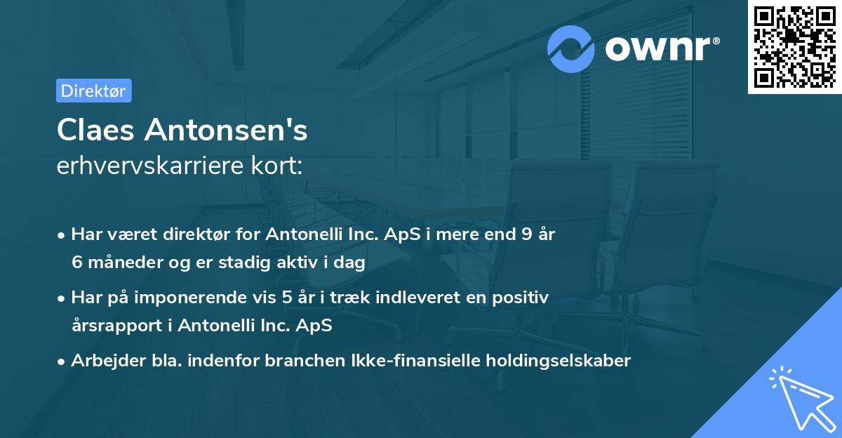Claes Antonsen's erhvervskarriere kort