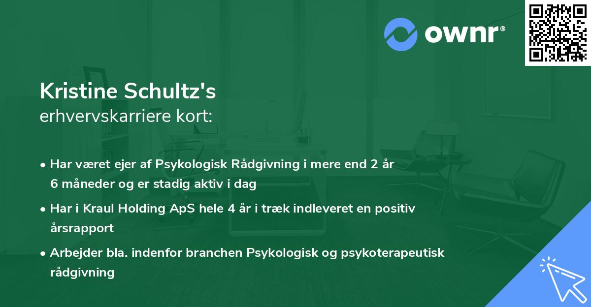 Kristine Schultz's erhvervskarriere kort