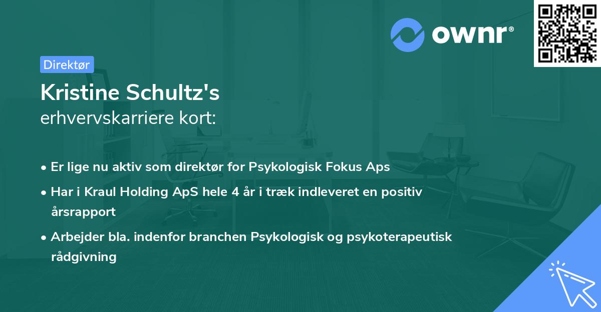 Kristine Schultz's erhvervskarriere kort