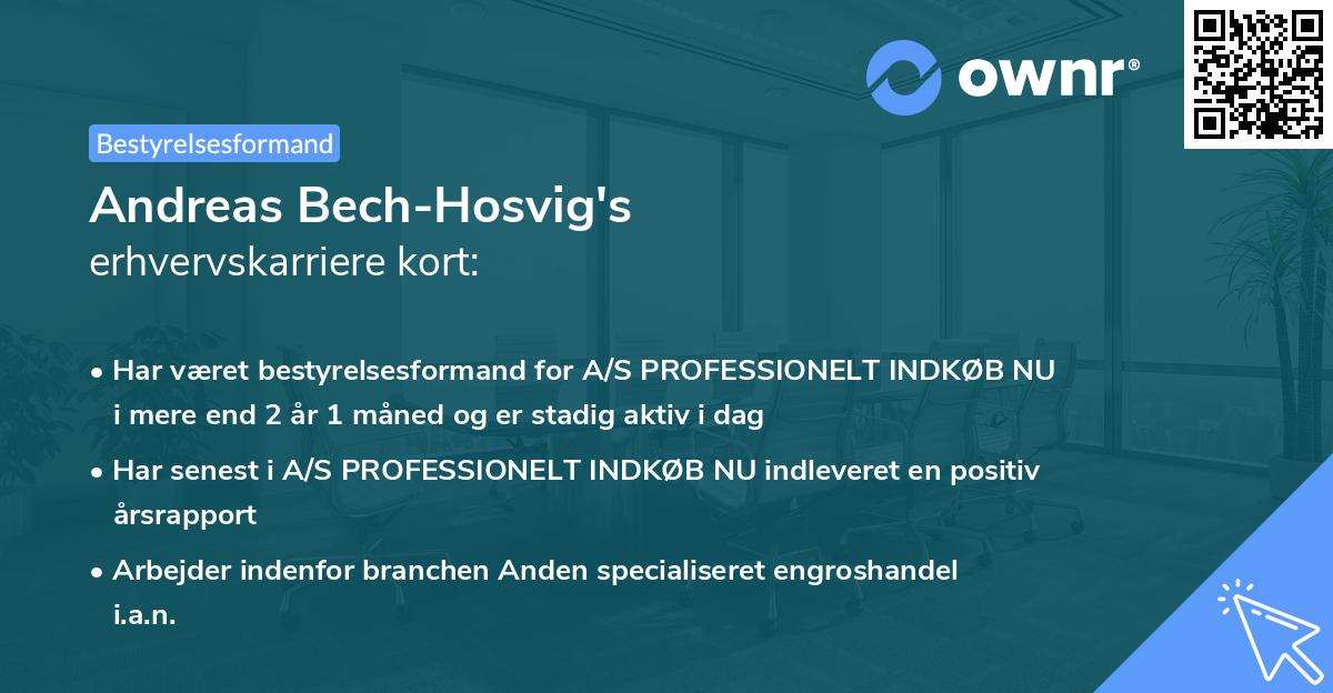 Andreas Bech-Hosvig's erhvervskarriere kort