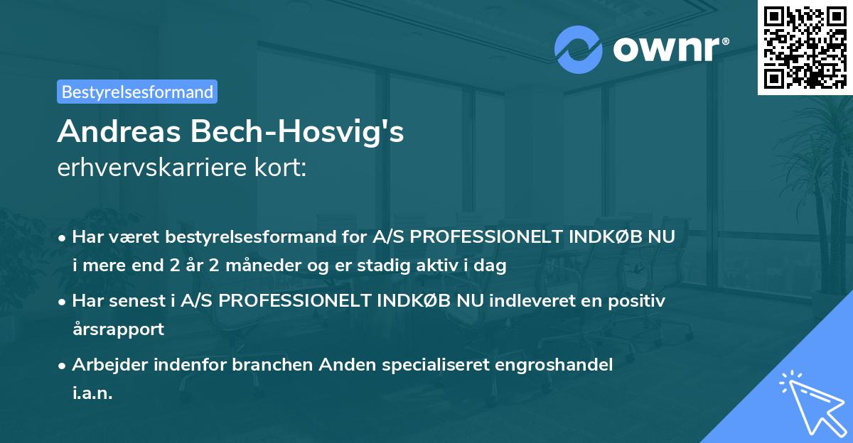 Andreas Bech-Hosvig's erhvervskarriere kort