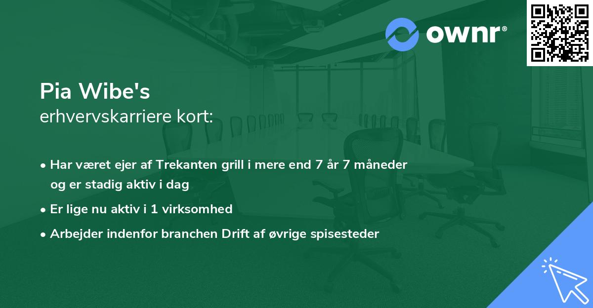 Pia Wibe's erhvervskarriere kort