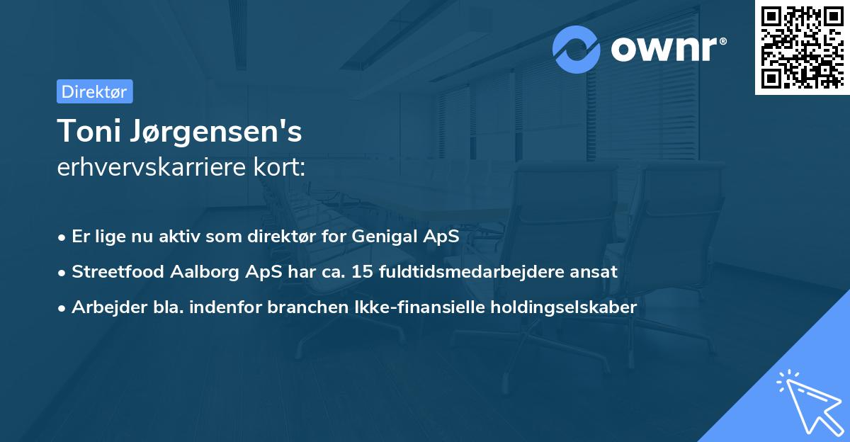 Toni Jørgensen's erhvervskarriere kort