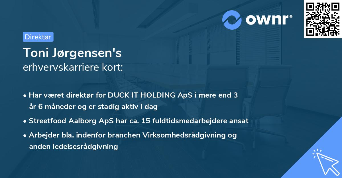 Toni Jørgensen's erhvervskarriere kort