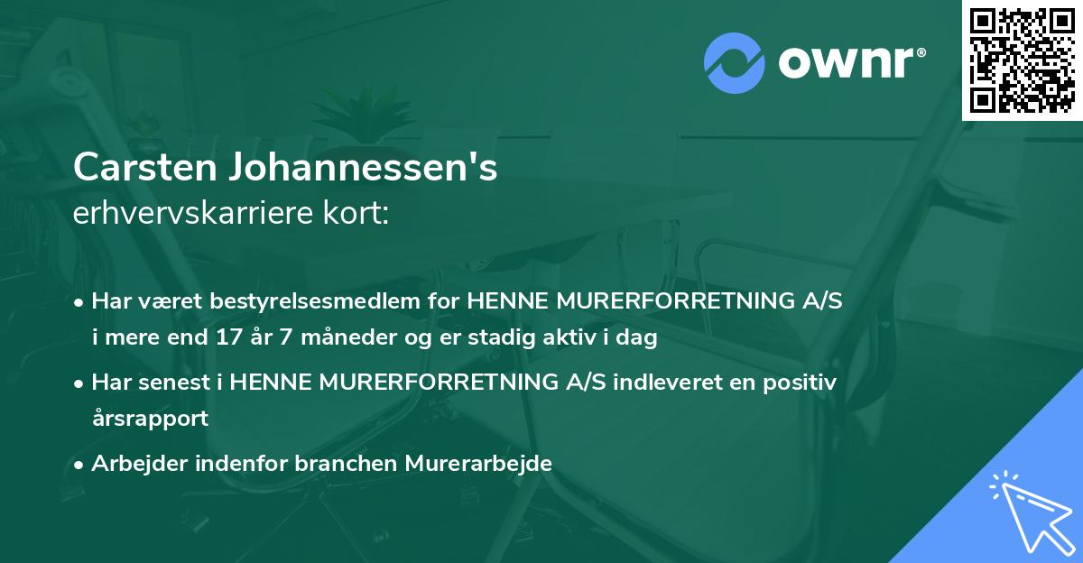 Carsten Johannessen's erhvervskarriere kort