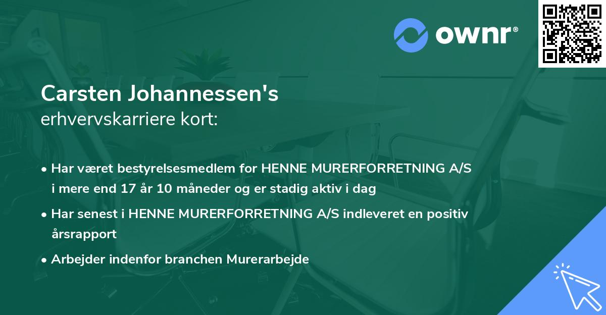 Carsten Johannessen's erhvervskarriere kort