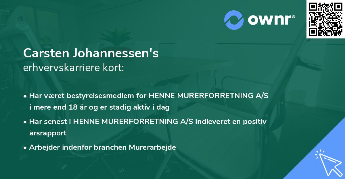 Carsten Johannessen's erhvervskarriere kort