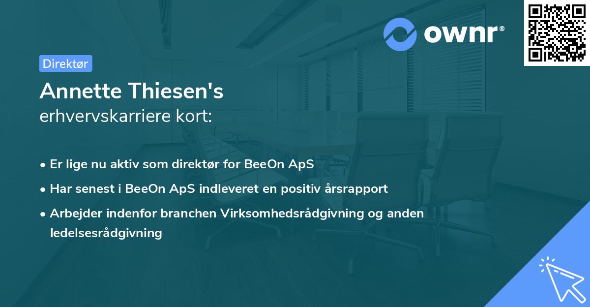 Annette Thiesen's erhvervskarriere kort