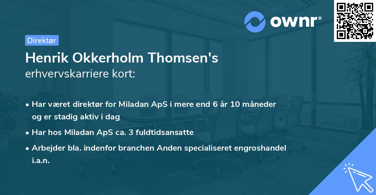 Henrik Okkerholm Thomsen's erhvervskarriere kort