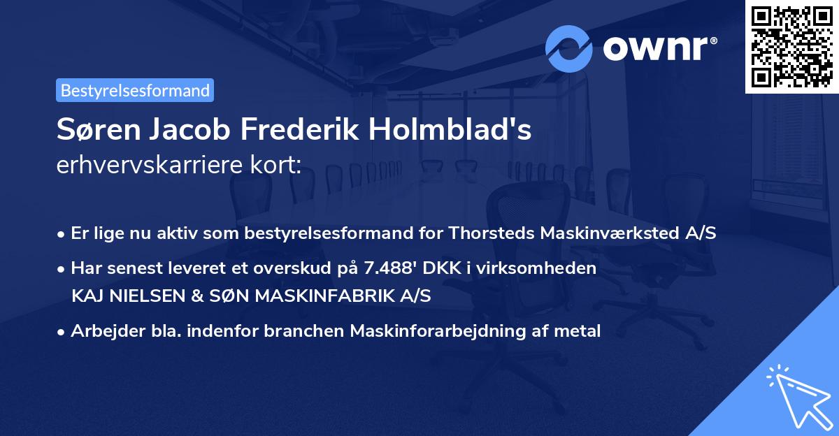 Søren Jacob Frederik Holmblad's erhvervskarriere kort