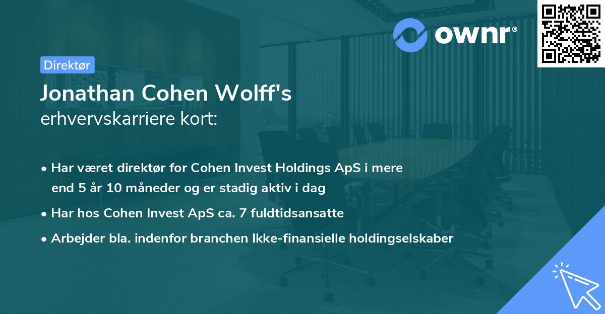 Jonathan Cohen Wolff's erhvervskarriere kort