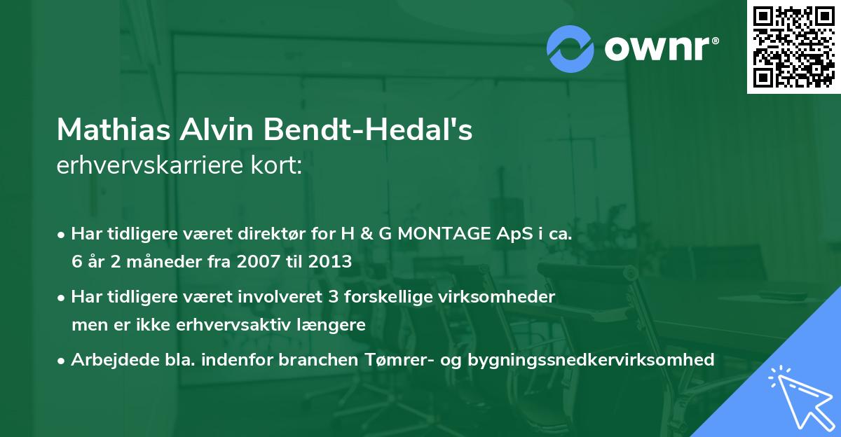 Mathias Alvin Bendt-Hedal's erhvervskarriere kort