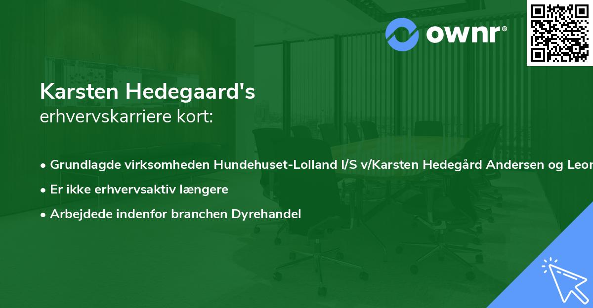 Karsten Hedegaard's erhvervskarriere kort