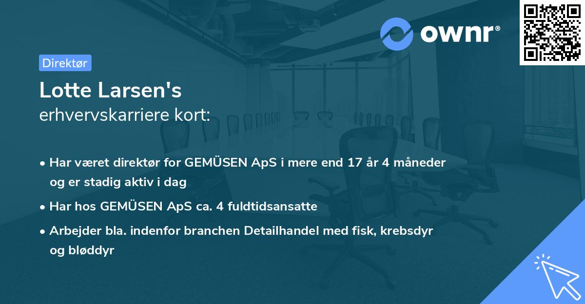 Lotte Larsen's erhvervskarriere kort