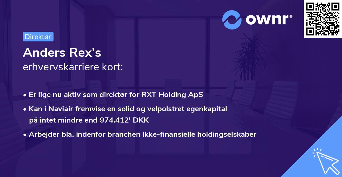 Anders Rex's erhvervskarriere kort