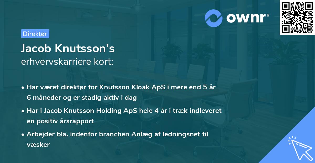Jacob Knutsson's erhvervskarriere kort