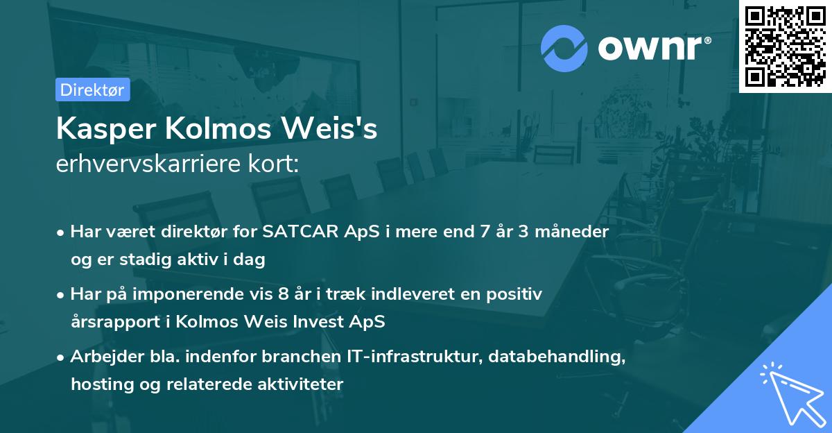 Kasper Kolmos Weis's erhvervskarriere kort