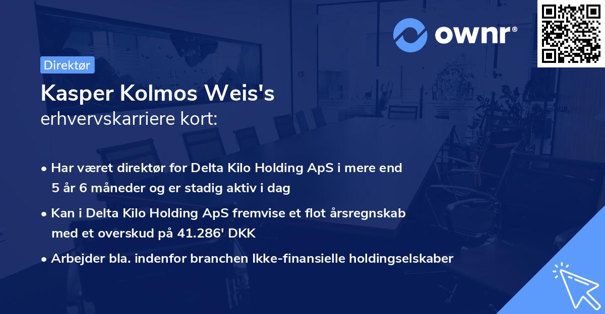 Kasper Kolmos Weis's erhvervskarriere kort