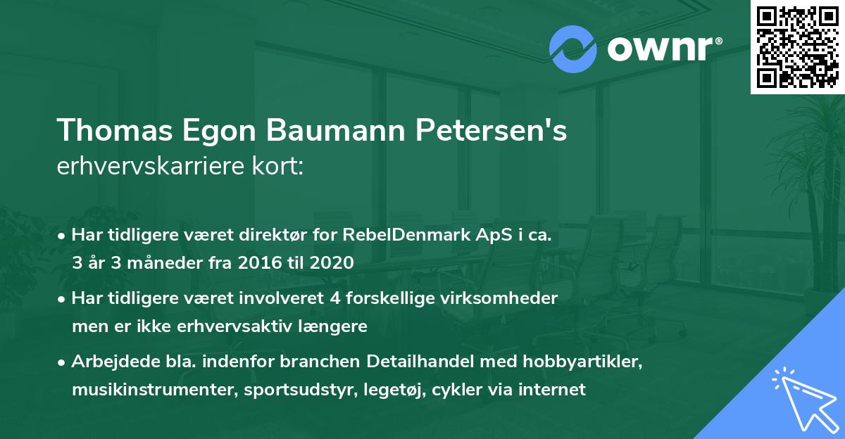 Thomas Egon Baumann Petersen's erhvervskarriere kort