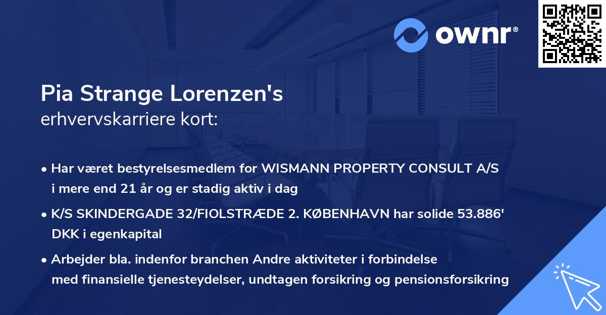 Pia Strange Lorenzen's erhvervskarriere kort