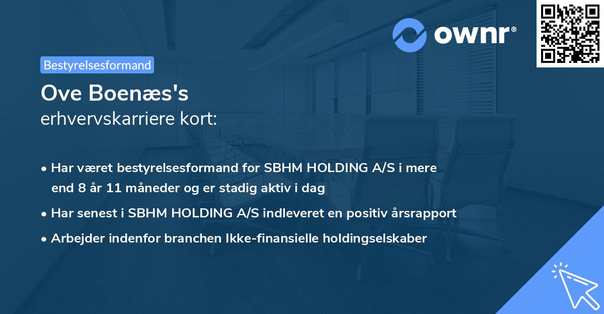 Ove Boenæs's erhvervskarriere kort