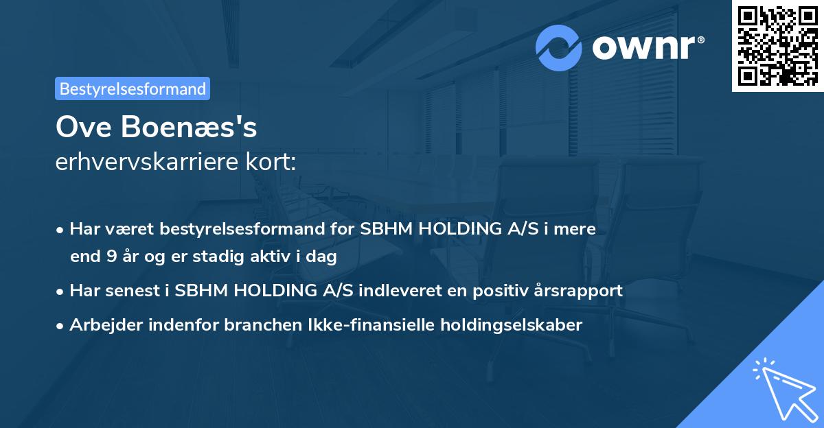 Ove Boenæs's erhvervskarriere kort