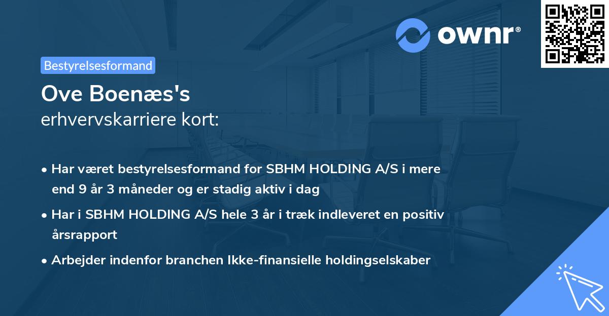 Ove Boenæs's erhvervskarriere kort