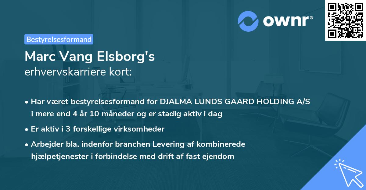 Marc Vang Elsborg's erhvervskarriere kort