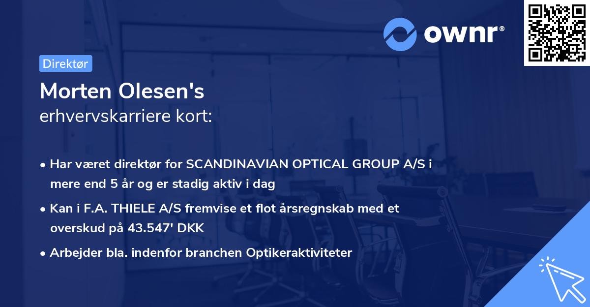 Morten Olesen's erhvervskarriere kort