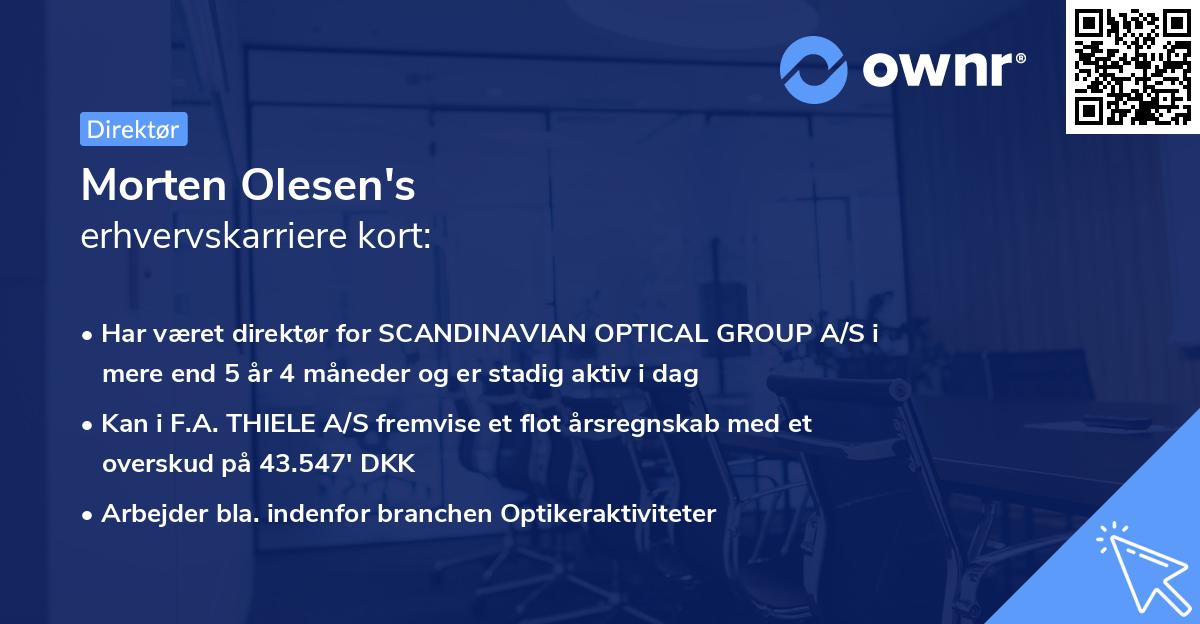 Morten Olesen's erhvervskarriere kort