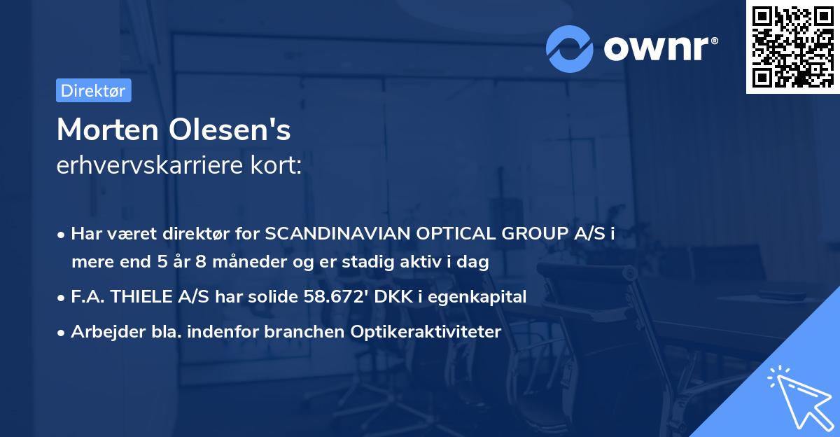 Morten Olesen's erhvervskarriere kort