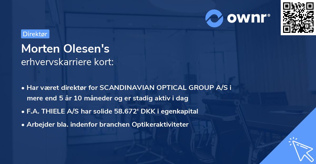 Morten Olesen's erhvervskarriere kort
