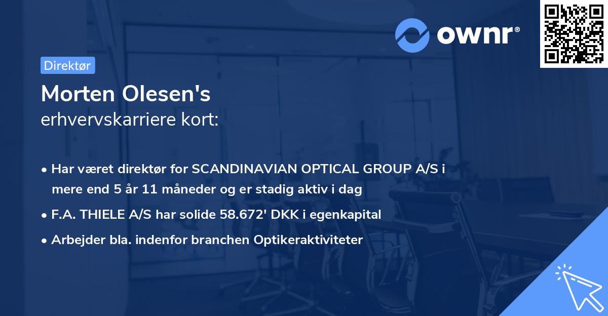 Morten Olesen's erhvervskarriere kort