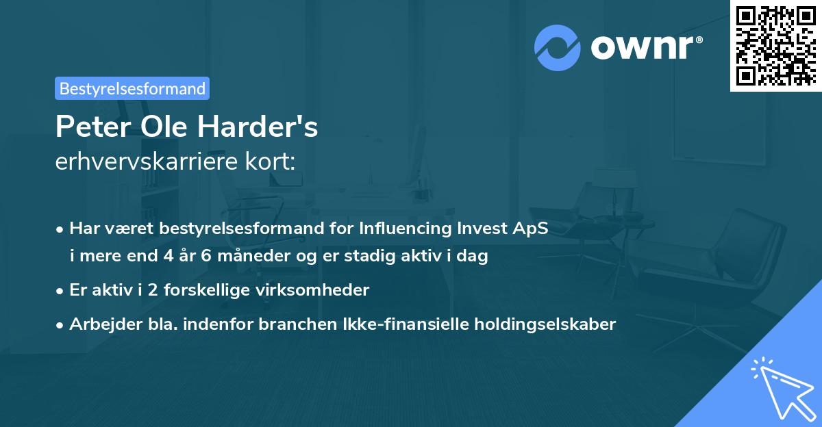 Peter Ole Harder's erhvervskarriere kort