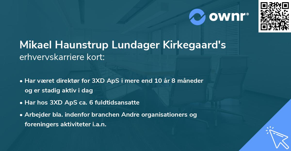 Mikael Haunstrup Lundager Kirkegaard's erhvervskarriere kort