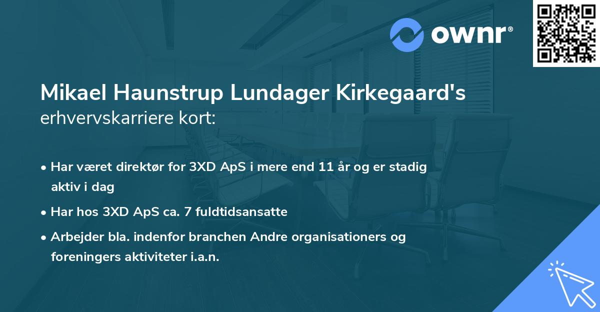 Mikael Haunstrup Lundager Kirkegaard's erhvervskarriere kort