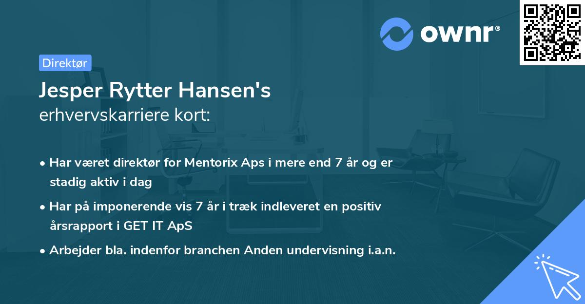 Jesper Rytter Hansen's erhvervskarriere kort