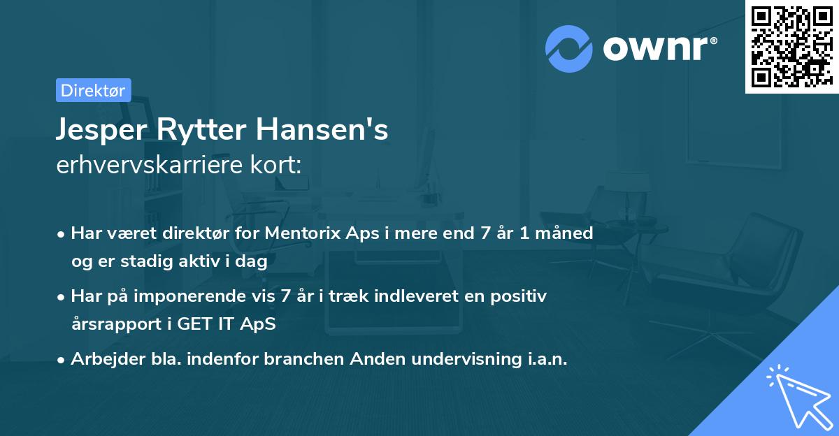 Jesper Rytter Hansen's erhvervskarriere kort