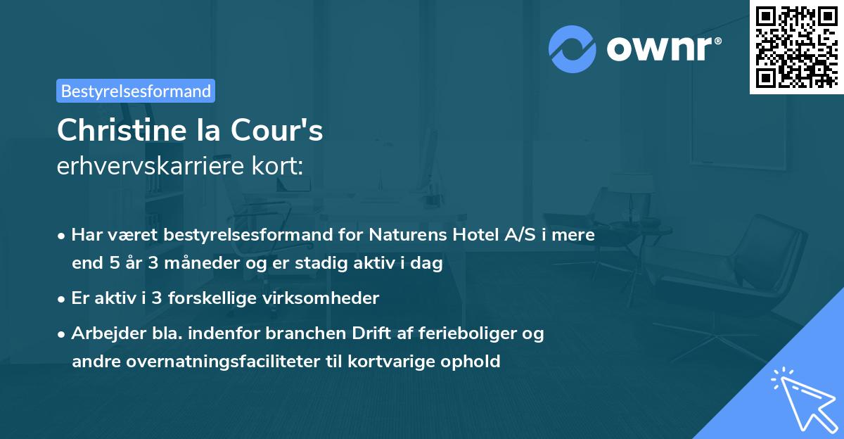 Christine la Cour's erhvervskarriere kort