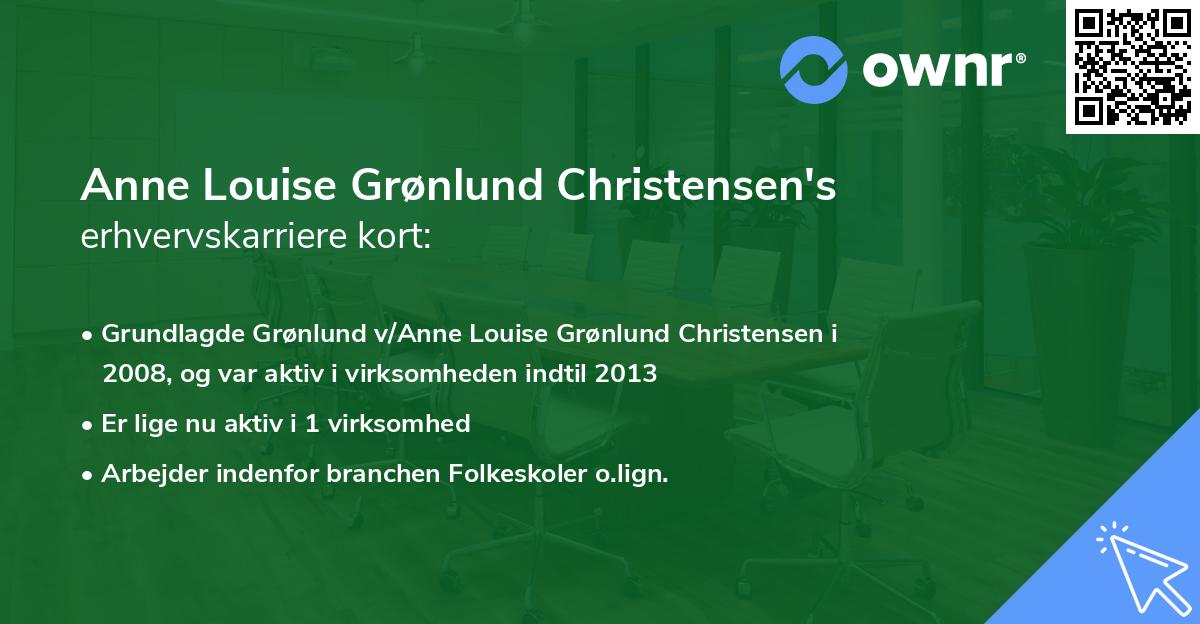 Anne Louise Grønlund Christensen's erhvervskarriere kort