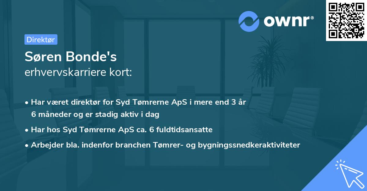 Søren Bonde's erhvervskarriere kort
