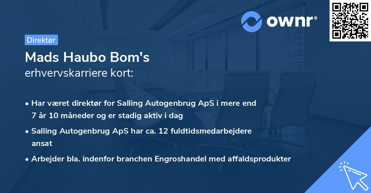 Mads Haubo Bom's erhvervskarriere kort