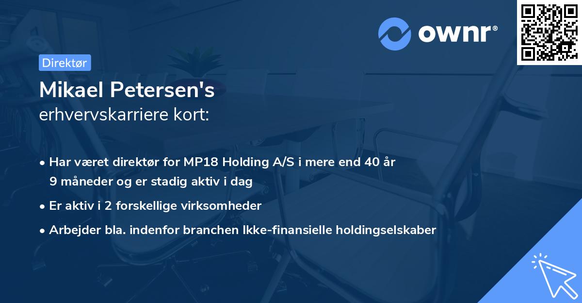 Mikael Petersen's erhvervskarriere kort