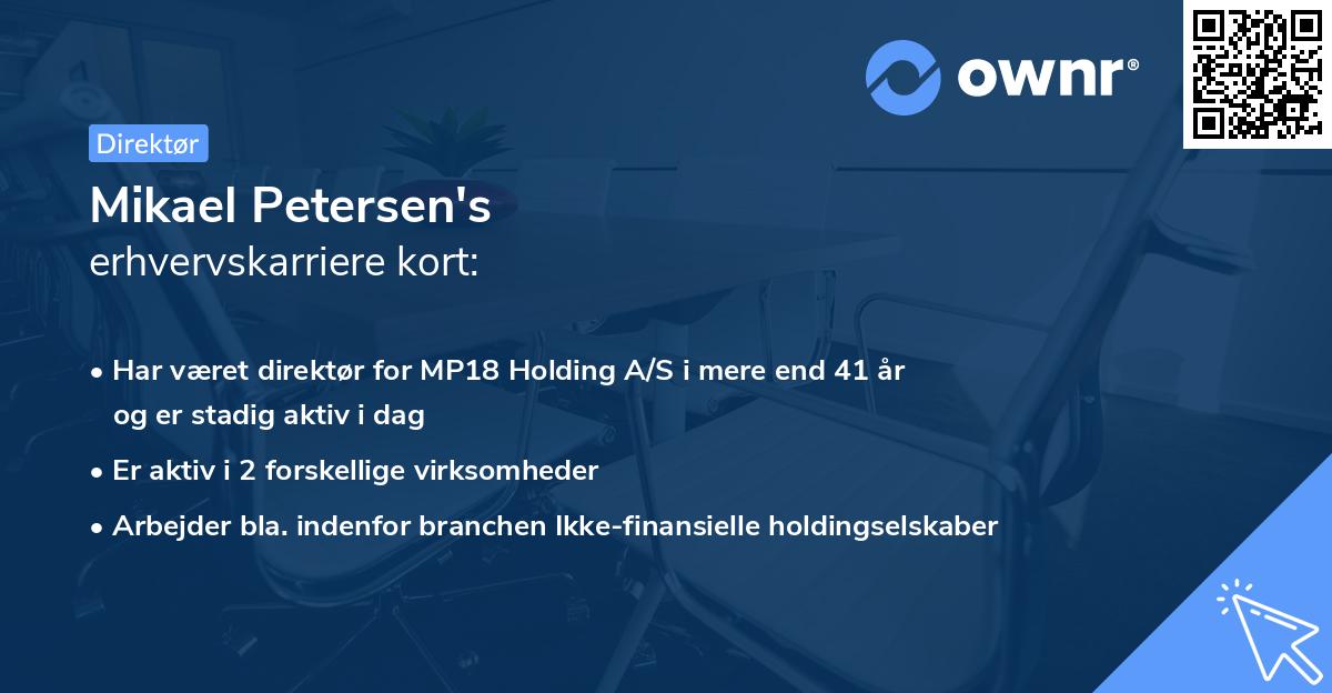Mikael Petersen's erhvervskarriere kort