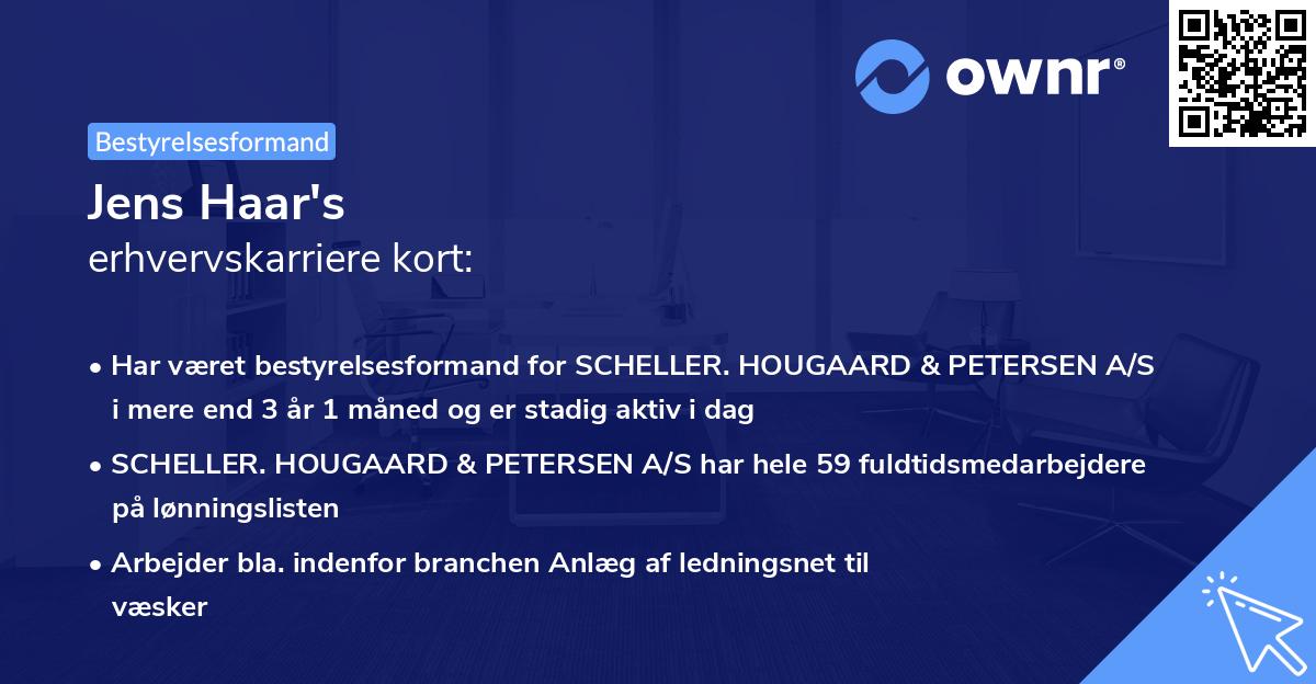 Jens Haar's erhvervskarriere kort