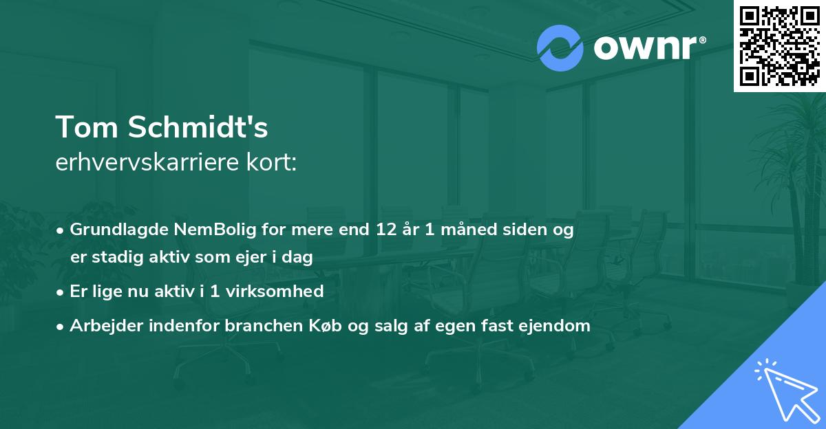 Tom Schmidt's erhvervskarriere kort