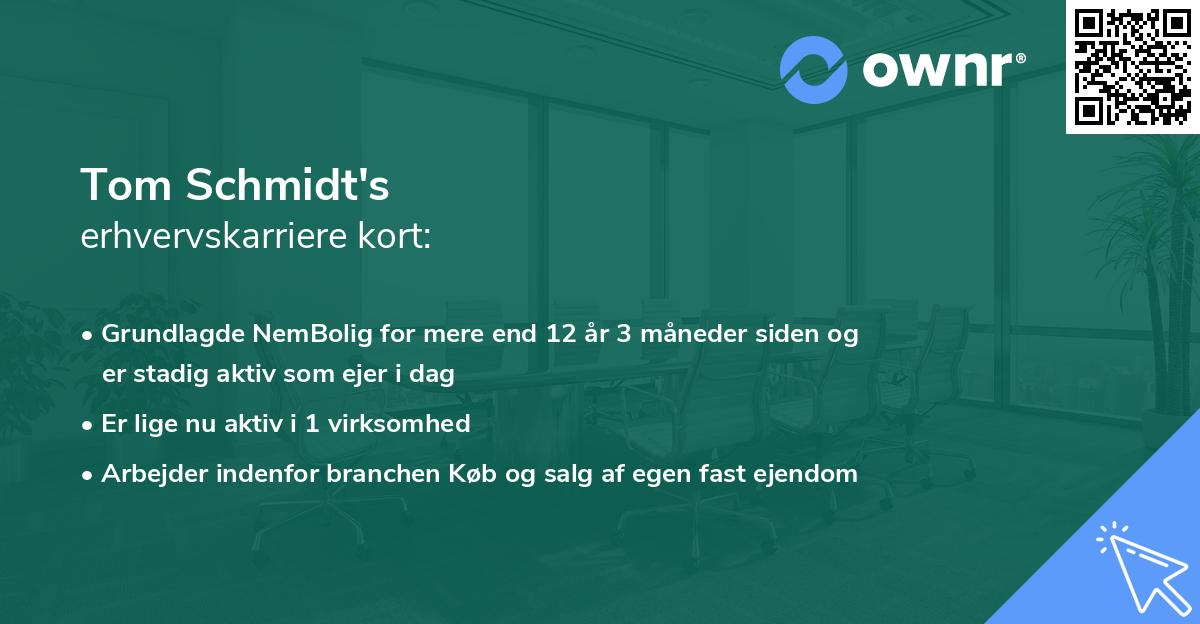 Tom Schmidt's erhvervskarriere kort