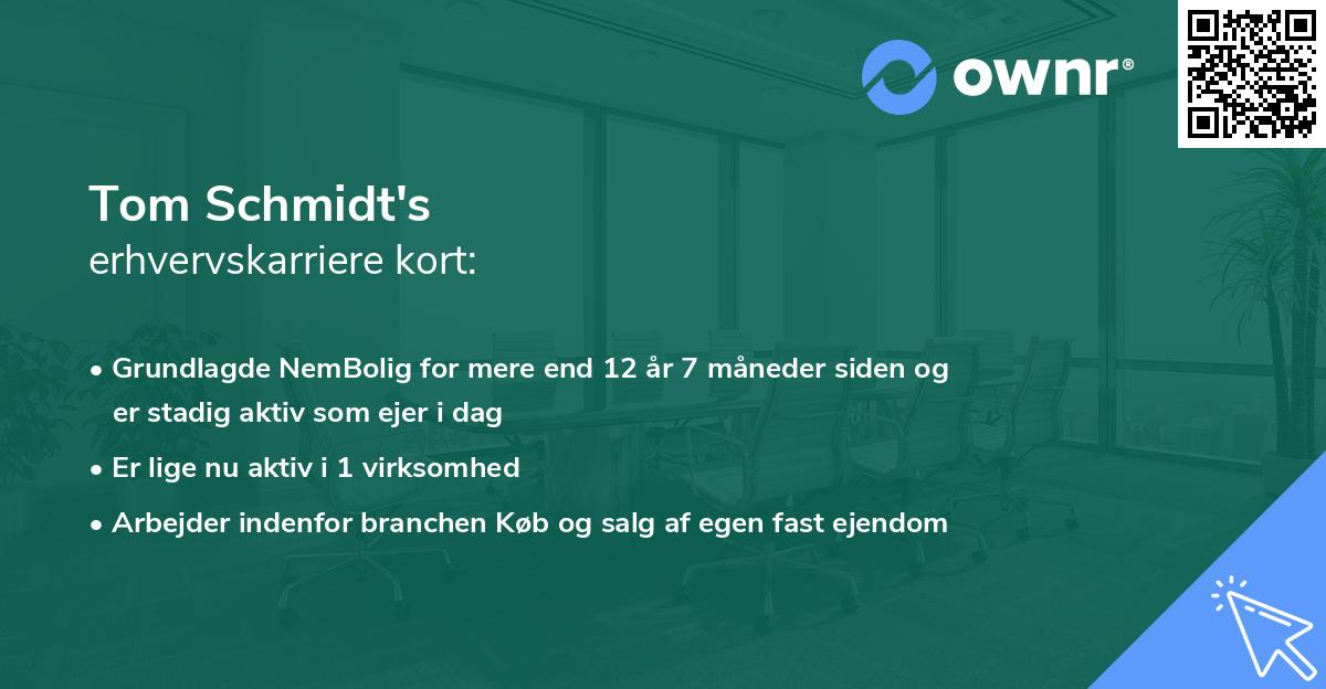 Tom Schmidt's erhvervskarriere kort
